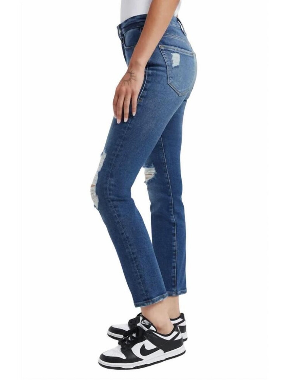 $140 Good American Good Legs Ripped High Waist Cigarette Jeans 12 / 31 - Picture 3 of 9